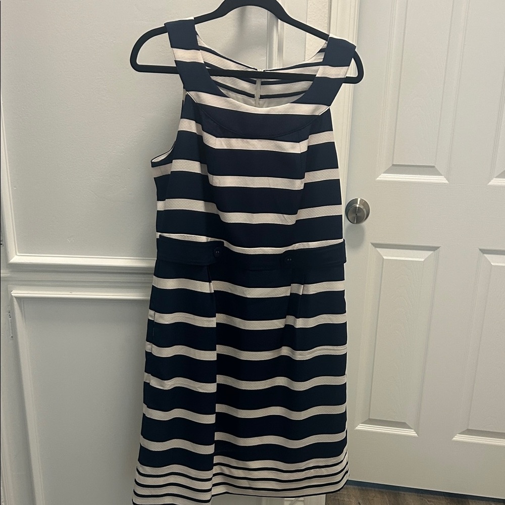 Bethany Navy and White Striped Sleeveless Dress